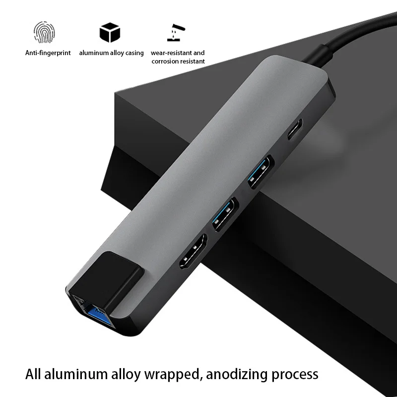 5 в 1 usb type C концентратор Hdmi 4 K USB C концентратор к Gigabit Ethernet Rj45 Lan адаптер для Mac book Pro Thunderbolt 3 USB-C зарядное устройство PD
