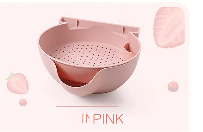 Model A Pink Пластиковая миска для фруктов, двойной Съемный дренаж, тарелка для фруктов, конфетница, коробка для фруктов, семена дыни, контейнер для фруктов, мобильная рамка - Цвет: Model A Pink