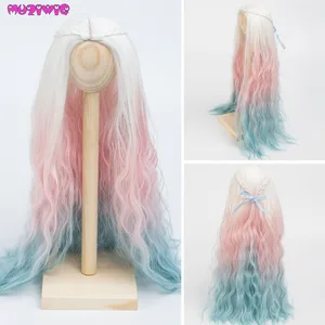 Image 1 - Doll Wigs Heat Resistant Wire Long Deep Curly White Pink Blue Color Hair for 1/3 1/4 1/6 BJD/SD Dolls