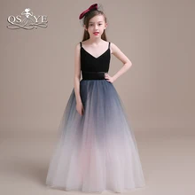 QSYYE/Новое поступление года; платья для девочек с цветочным рисунком; черные платья на бретельках; корсет в пол; Тюлевое маленькое женское платье на выпускной; Индивидуальный заказ