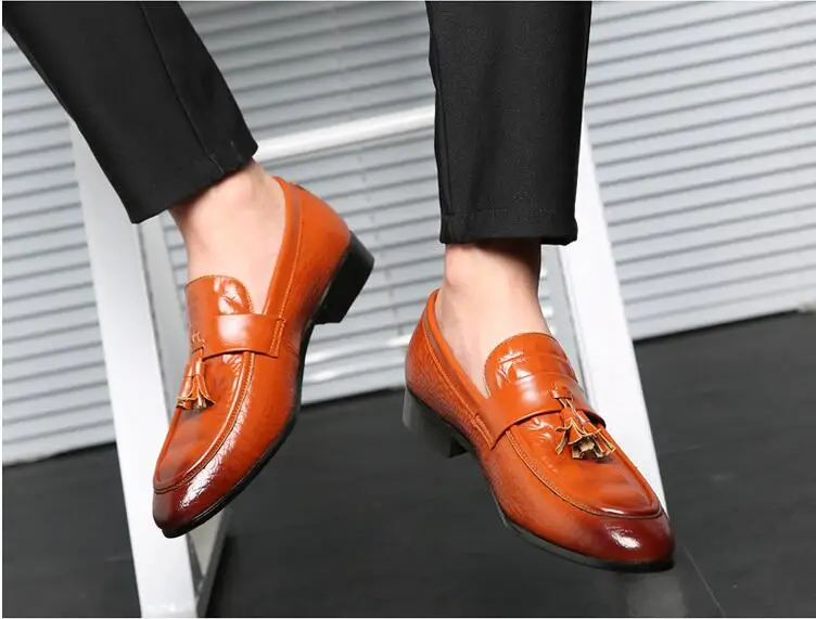 2019 Мужская обувь без шнуровки Лоферы официальные свадебные модельные туфли мужские оксфорды из натуральной кожи для мужчин sapato masculino