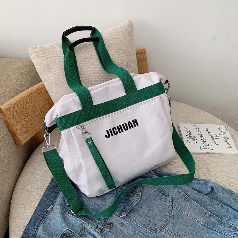 

2019 New Large-capacity Contrast Color Shoulder Bag Practical Travel Handbag Letter Printing Canvas Bag