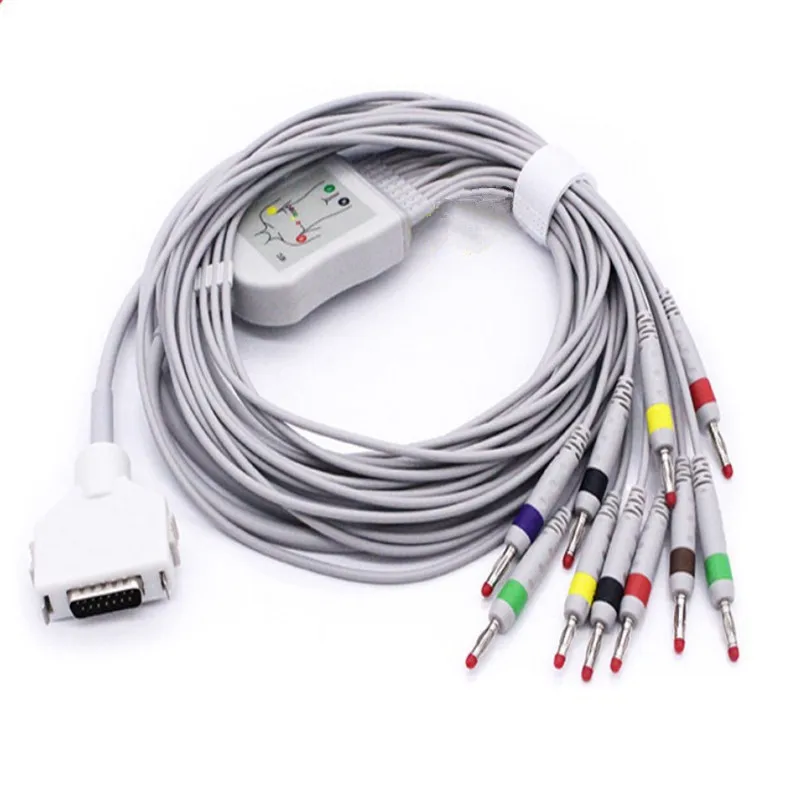Compatible for Fukuda Denshi FCP-7411 FX-7402/FX-2111 FX-2155/3010/7010 ECG EKG Cable with leadwires 10 leads 4.0 Banana end AHA |