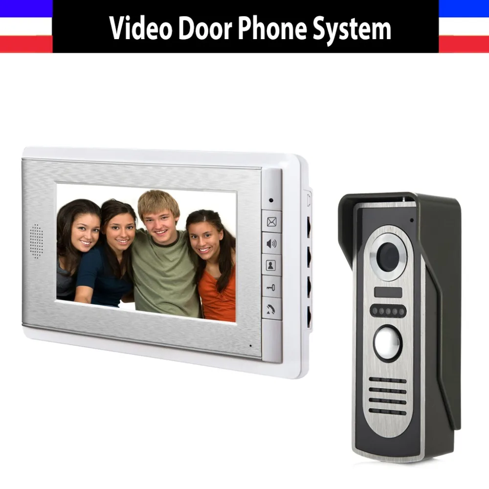 

7 Inch Screen Color Video Door Phone Intercom System Video Door Phone Intercom Doorbell Kit IR Night Vision 1 Camera 1 Monitor