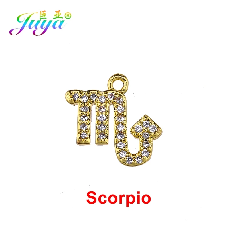 Gold Juya DIY золото/серебро 12 Знак зодиака, Созвездие Подвеска Аксессуары Подвески для женщин браслет ожерелье серьги изготовление ювелирных изделий - Окраска металла: Gold