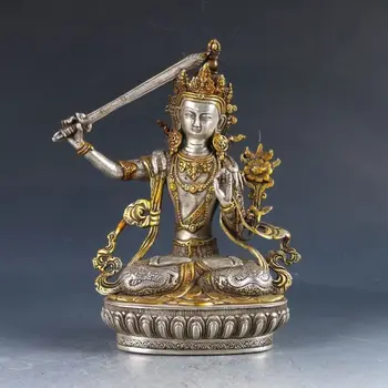 

Tibetan Buddhism copper gilt Feng shui ornaments Bodhisattva Manjusri Statue