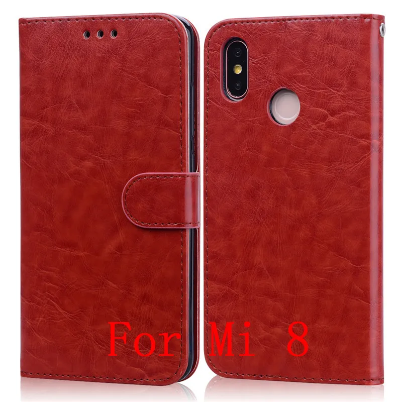 Кожаный чехол для Funda Xiao mi 8 Lite, чехол для Coque Xiaomi mi 8/Xiaomi mi 8 Lite, чехол-Кошелек, Чехол-книжка - Цвет: Brown