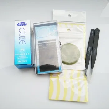 6 pcs Eyelash Extension Kit Individual False Eyelashes Tools Glue Jade stand Glue Eyelashes Under Eye Pads Tweezers For Beginner