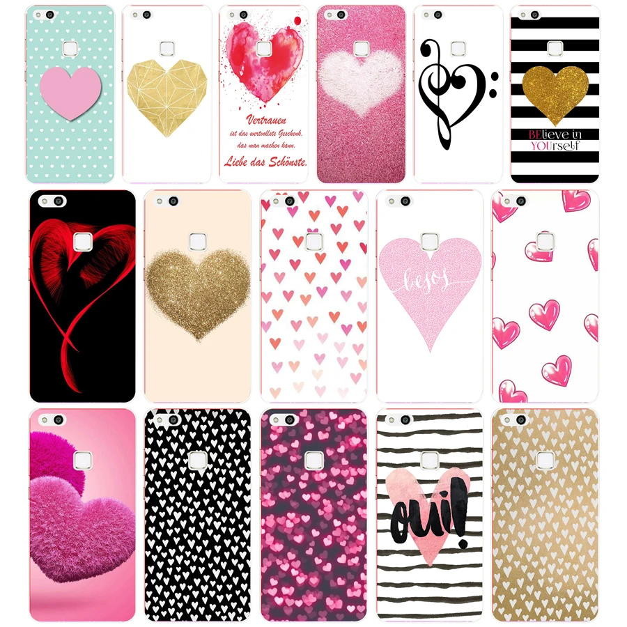 

31G Little Hearts On Gold Art for Huawei P10 lite Case Cover Soft Silicone TPU Cover Back Protective for P10 lite case