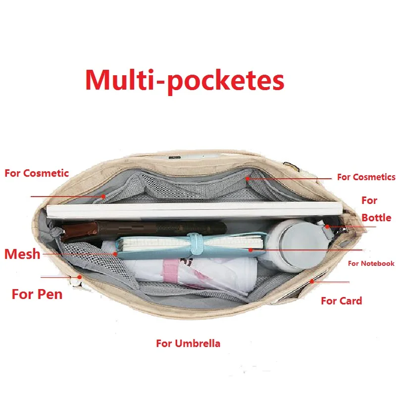 منظم حقيبة الماكياج إدراج النساء المنظم حقيبة مستحضرات التجميل حقائب السفر المنظم جيوب يد Maleta دي Maquiagem