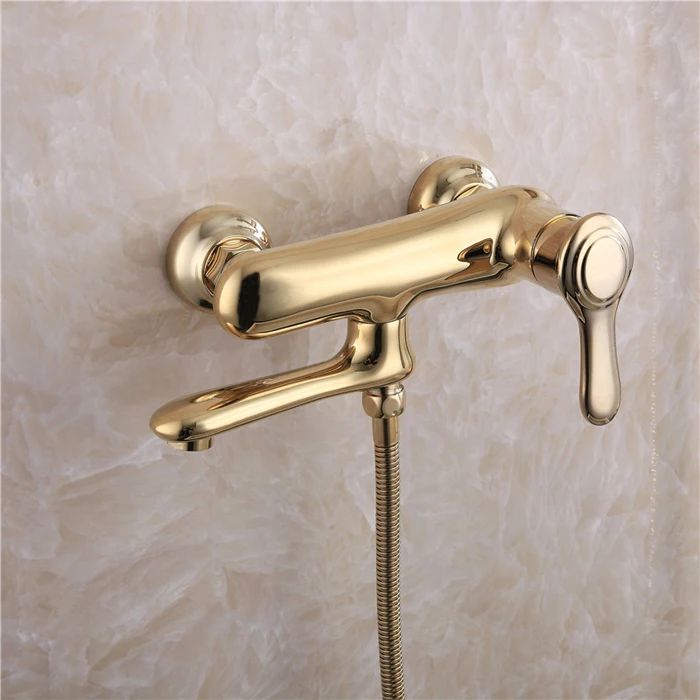 Золотой кран для ванной покрытием ручной шланг для душевой головки и золотой держатель античный золотистый распылитель Multi Функция TH709