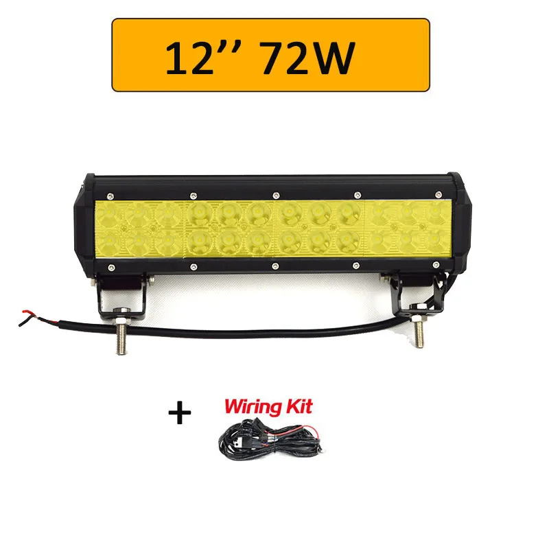 Auxtings желтый 20 дюймов 126 Вт 12 ''22'' 20 ''внедорожный светодиодный светильник 12 в 24 В точечный прожектор Янтарный противотуманный фонарь для джипа автомобиля 4WD грузовика внедорожника - Цвет: 12in 72W wiring