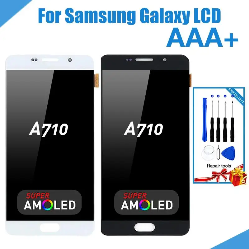 Супер AMOLED ЖК-дисплей для SAMSUNG Galaxy A7 2016 A7100 A710F A710 ЖК-сенсорный экран дигитайзер