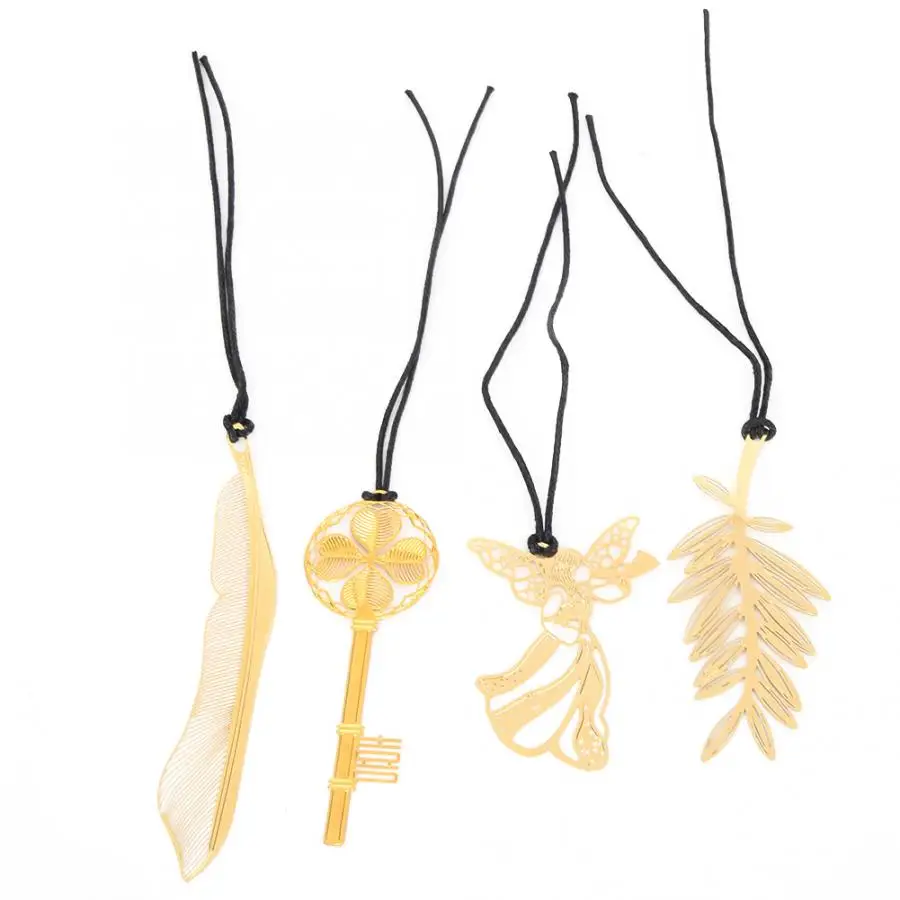 4 шт. в китайском стиле набор закладок латунь позолоченное металлическое Закладка со строкой Bookmarks для книг