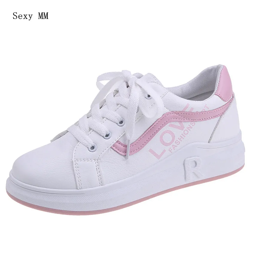 

PU Leather Flats Women Trainers Breathable Lace-Up Shoes Woman Casual Skate Walking Flat Shoes Zapatillas Mujer