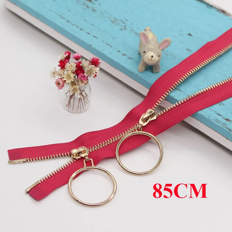 red-2-85cm Meetee 5#85-120 см металлическая молния двойной ползунок с двойными способами Open-end хвост аксессуары для одежды Рюкзак Пальто DIY ремесла AP545 - Цвет: red-2-85cm