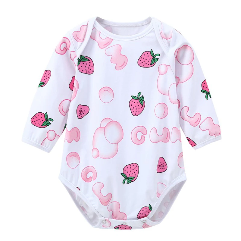 Summer baby girls bodysuits cotton new strawberry printed cute bodysuit ...