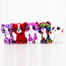 5styles 15cm Ty Beanie Boos Plush Toys Beanie Babies Big Eyes Purple Penguin Multicolor Leopard White