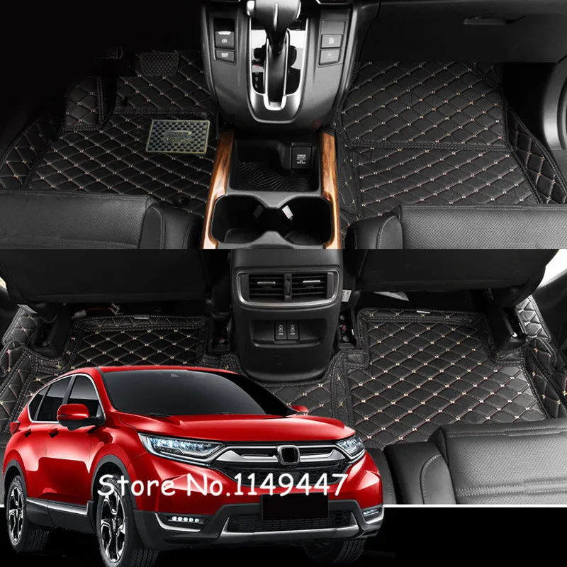 Right hand drive car Black Interior Leather Floor Mats Carpets Pads For Honda CRV CR V