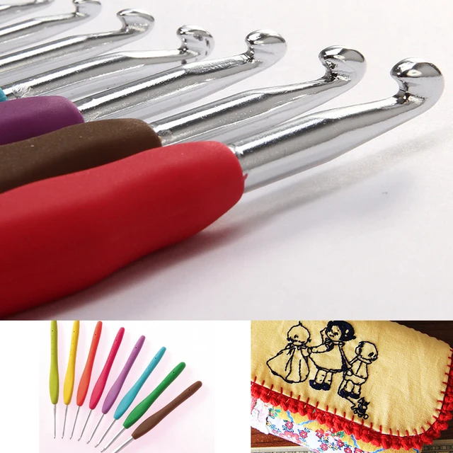 9Pcs/Set New Cushion Grip Crochet Hooks Clover Knitting Needles 2.0 6
