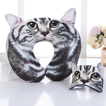

Cartoon Portable Neck Pillow with Eye Mask Pillow Eyelashes Eye Lash Cute Cat Neck Pillow for Sleeping Travel Office Airplane