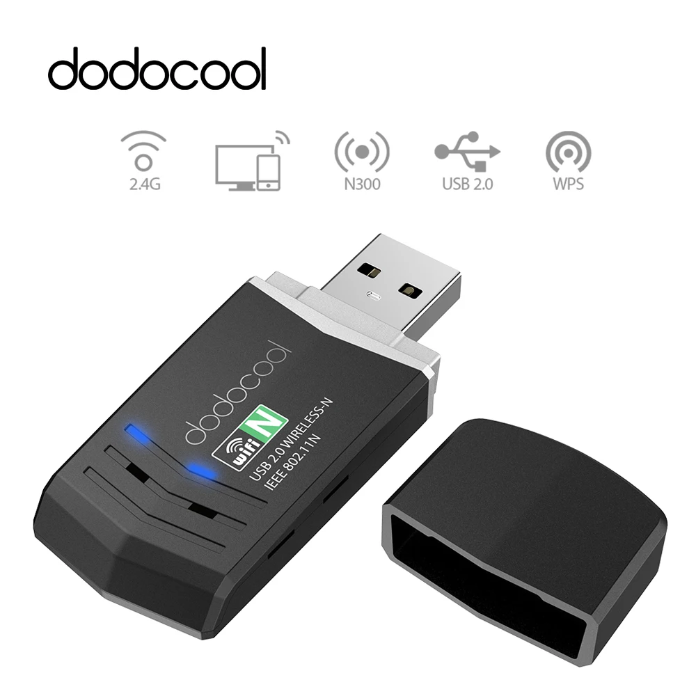 

dodocool 2.4GHz USB WiFi Adapter 300Mbps Wifi Receiver External Wireless Network Card Mini Adaptador Wi-Fi Dongle 802.11n/b/g
