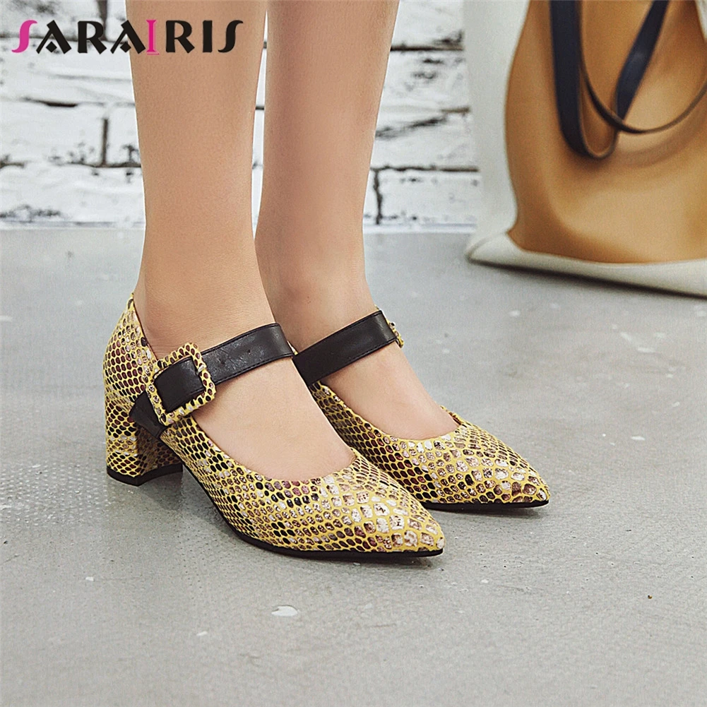 

SARAIRIS Brand New Plus Size 34-48 Pointed Toe Ladies High Heels Snake Veins Shoes Woman Casual Party Autumn Hot Sale Pumps