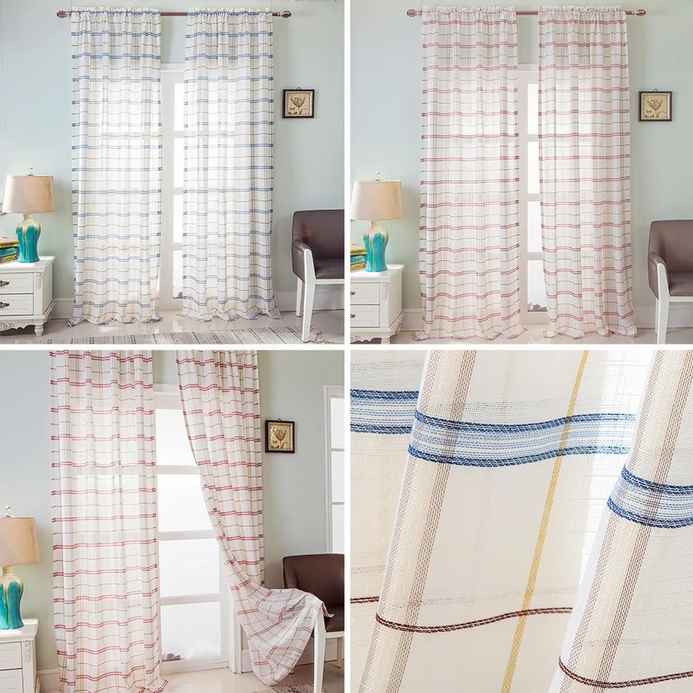 

Semi-shading Striped Curtains Modern Style Geometric Curtains For Living Room Bedroom Kitchen Voile Tulle Windows Home Decorate