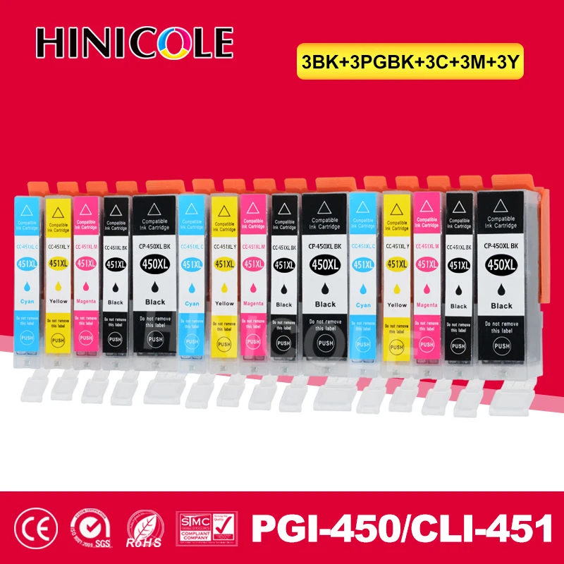 15 шт. совместимый картридж с чернилами PGI-450 CLI-451 для Canon PIXMA MG5440 MG5540 MG5640 MG7540 Ip7240 полноцветная печать принтера картриджа