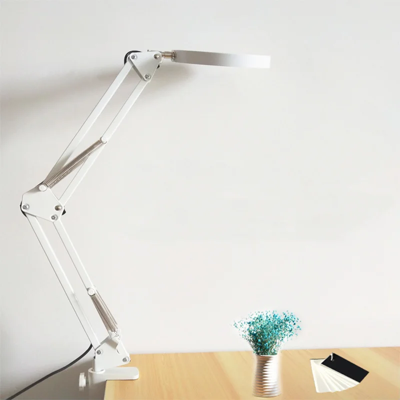 

LED 5X Magnifying Table Desk Lamp Stepless Dimming Swing Arm Beauty Skincare Manicure Nail Tattoo Salon jewelers repair Read