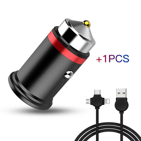 Автомобильное зарядное устройство ACCEZZ Dual USB для Apple iPhone X 8 7 6 6 S huawei Xiaomi samsung Mini светодиодный дисплей Быстрая зарядка автомобильное зарядное устройство для телефона - Тип штекера: Add 1M Black Cable