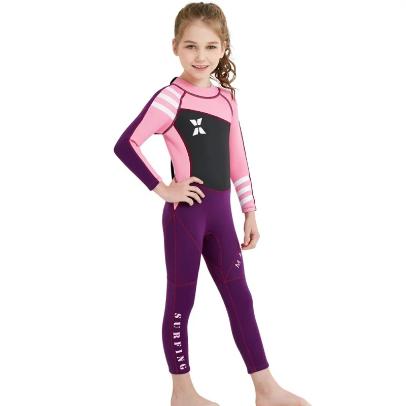 One-piece Girl Siamese warm swimsuit Neoprene Kids Diving Suit Wetsuit children for boys girls Keep Warm Long Sleeves UV protect