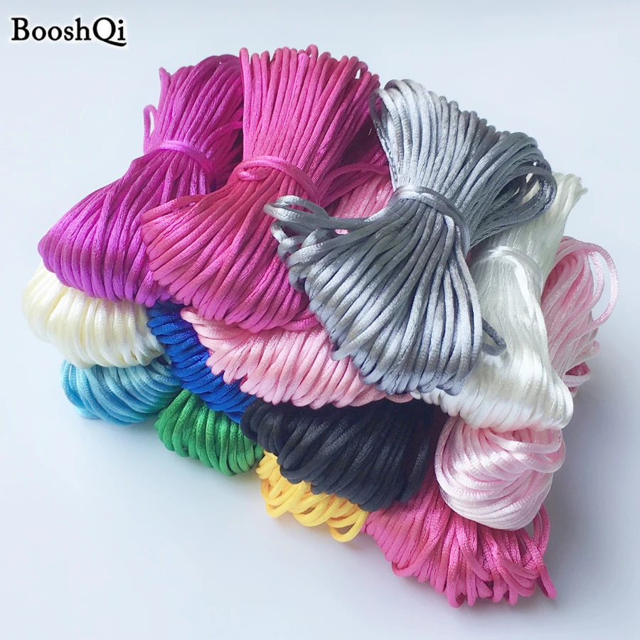 

20m Baby Teether Accessories Satin Silk Nylon Cord for Silicone Teething Necklace Pacifier Clip 2.5MM DIY Hand Woven Rope Cords