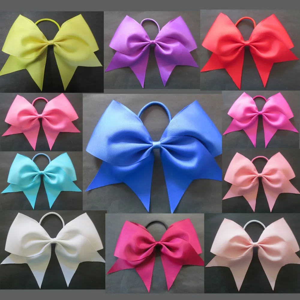 

wholesales free Shipping new style 12pcs BLESSING Happy Girl Boutique Hair Accessories 7 Inch Cheer Leader Bow Elastic
