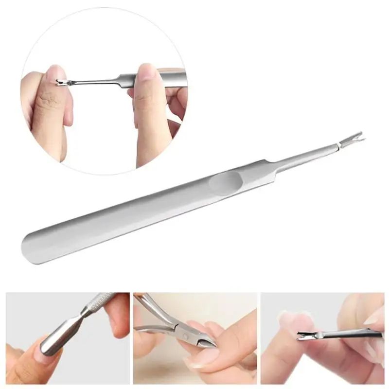 

High Quality Fork Stainless Steel Cuticle Remove Pusher Manicure Pedicure Exfoliating Knife Nail File Manicure Tools
