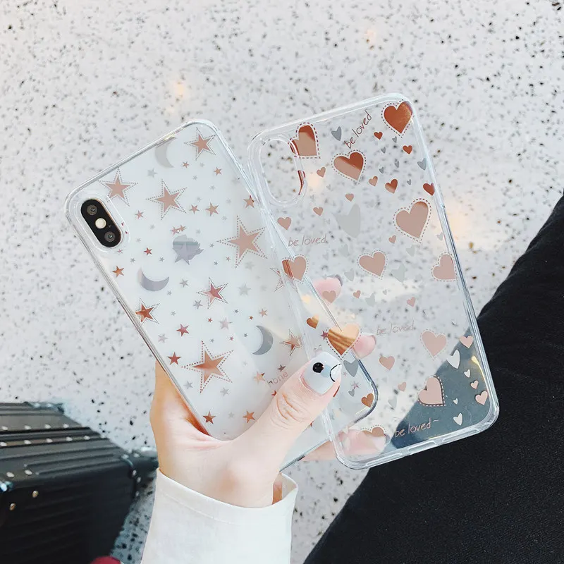 Aoweziic Japan and South Kore New For iPhone Xs max phone case ins love stars 6s 7 8plus soft shell transparent protective cover Aoweziic Japan and South Kore New For iPhone Xs max phone case ins love stars 6s 7 8plus soft shell transparent protective cover