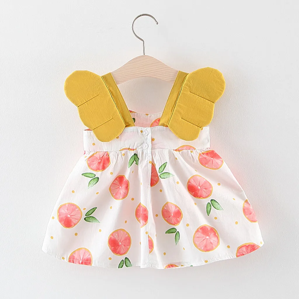 

Baby Girl Clothes Cotton Toddler Baby Girls Fruit Peach Print Princess Dress Casual Clothes Pink F424