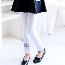 Изящные весенние Осенние леггинсы для девочек Дети полной длины Штаны детская вышивка Леггинсы с изображением птиц От 3 до 9 лет