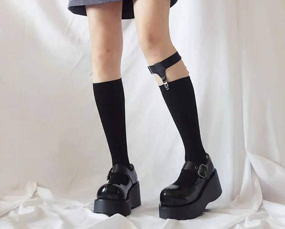 

Slip-proof hosiery with sexy leg ring stockings Japanese cos dark punk agent JK uniform calf stockings cosplay clip leg clamp