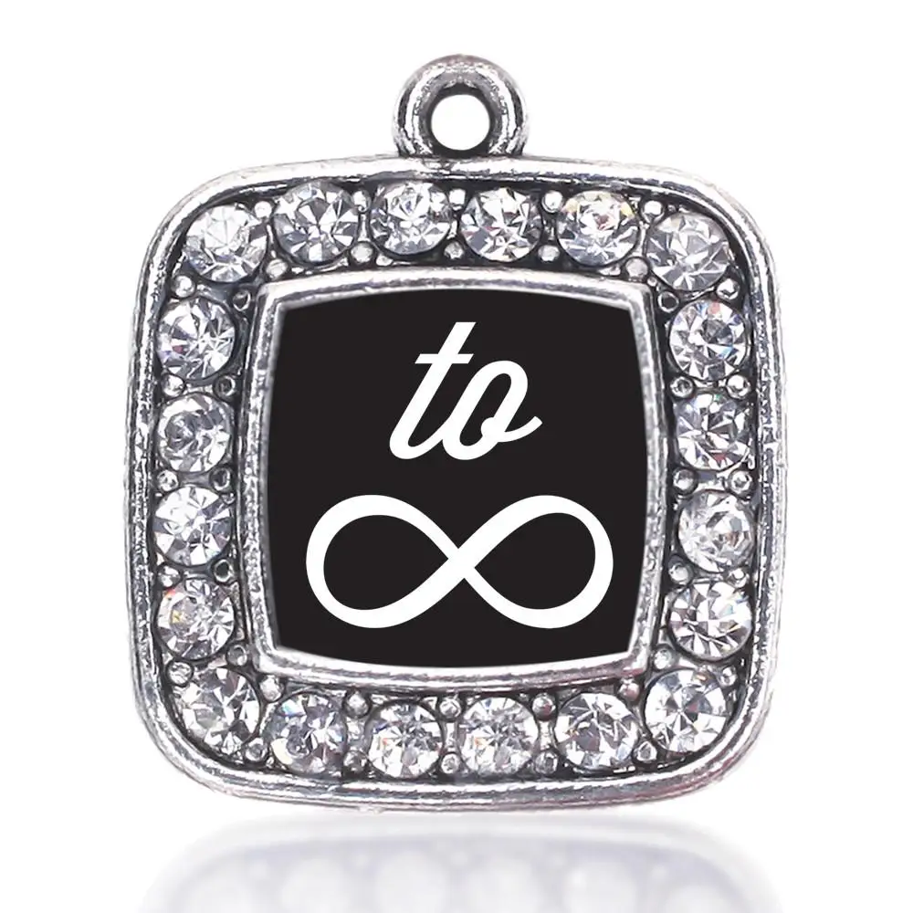 

ANTIQUE SILVER PLATED CRYSTAL JEWELRY TO INFINITY SQUARE CHARM