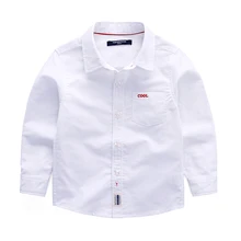 Рубашки для маленьких мальчиков в британском стиле; Детские однотонные школьные блузки из хлопка с длинными рукавами; детская весенняя одежда в английском стиле с отложным воротником