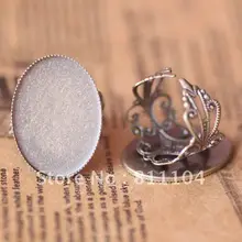 18*25 мм Овальный Винтаж античная бронза Медь пустой Кепки База цветок палец Кольца настройки 4 DIY CZ кабины ювелирных изделий