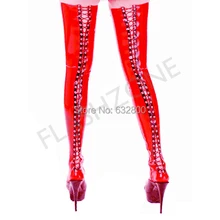 Латексные чулки с кружевом сзади