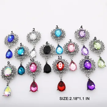 

Hot 58mm*30mm(2.18*1.1 inch) 10 pcs Ancient silver Alloy Metal Flatback Brooch Sewing Accessories Acrylic Wedding Decor button