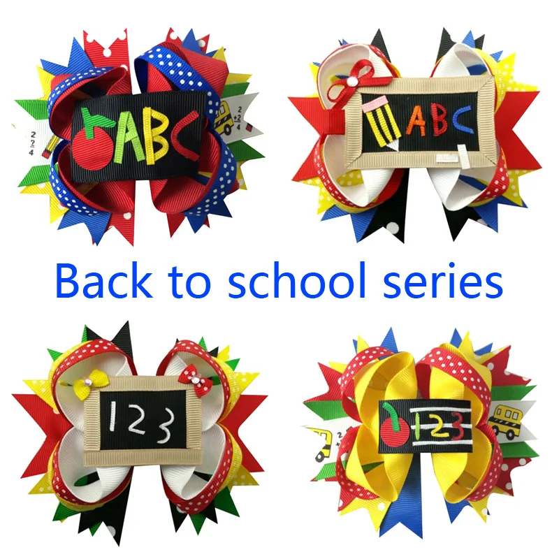 

5 inch 2019 new Term begins ABC hair bows children crocodile clip hair accessories Back to school Hair accessory hair clip