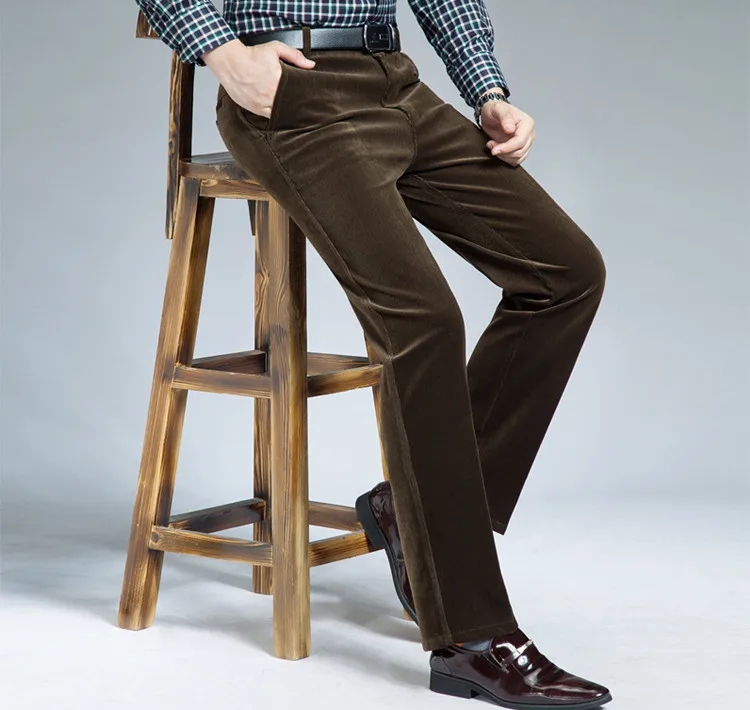 Зима, стиль, уплотненные теплые брюки, мужские повседневные брюки, мужские деловые модные вельветовые брюки, Мужская одежда, размер 30-42