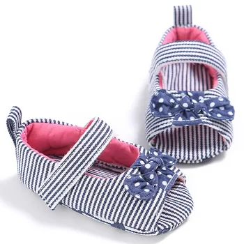 

Summer Baby Girls Sandal New Cute Red/blue Stripe Bow-knot Princess Shoes Toddler Girls Simple Breathable Comfortable Sandals