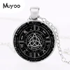 2017 New Pagan Wheel Of The Year Necklaces Pentagram Pendant Round Photo Wiccan Jewelry Glass Cabochon Necklace Link Chain HZ1 ► Photo 3/3