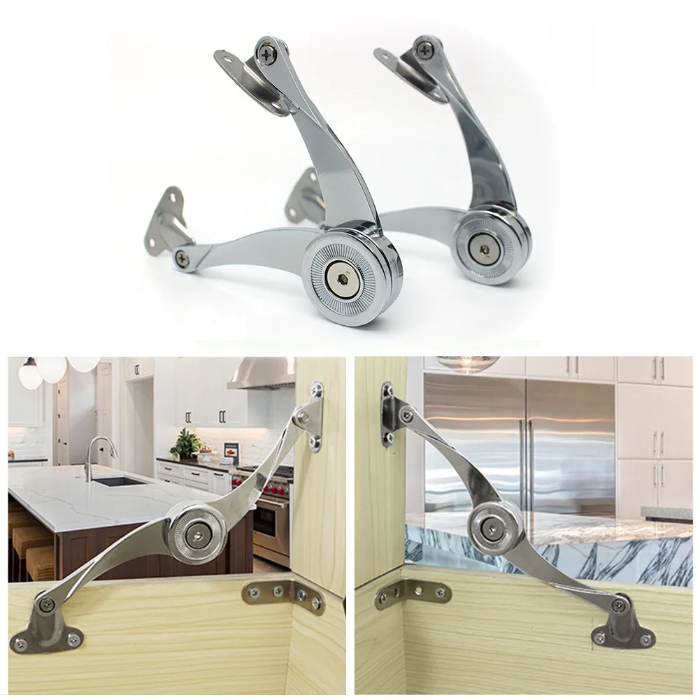 

2PCS Zinc Alloy Wardrobe Soft Close Open Angle Self-Adjustable Lid Support Cabinet Hinge Furniture Door Folding Hardware Buffer