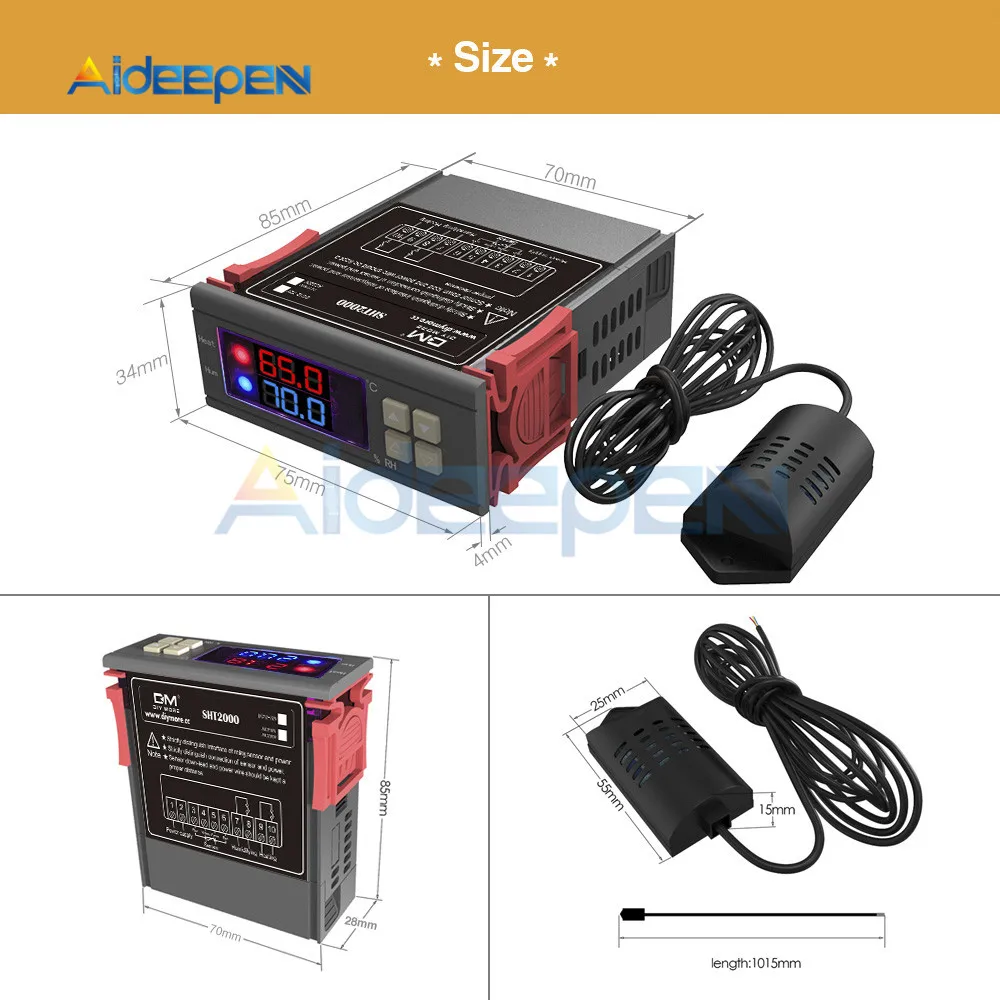 SHT2000 DC12V 24V AC 110-220V Цифровой термостат гигростат регулятор температуры и влажности Регулятор терморегулятор гигрометр